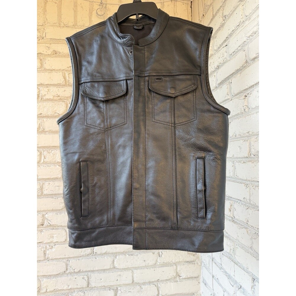 Street & Steel  Leather Conceal Carry Bikers Vest- Small